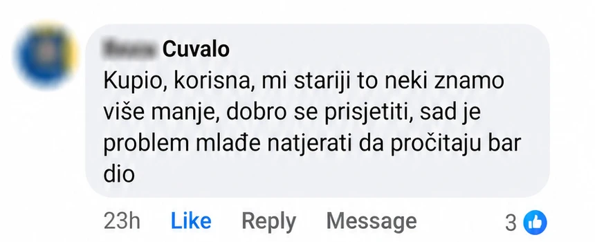 Anonimizirani komentar kupca o korisnosti knjige
