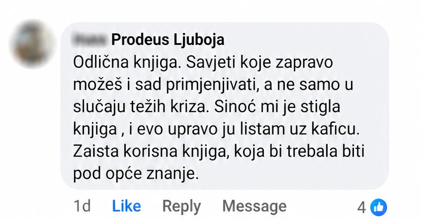 Anonimizirani komentar kupca o primjenjivim savjetima iz knjige